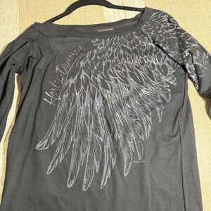 Harley-Davidson Black and Silver Wings Long Sleeve Top size M